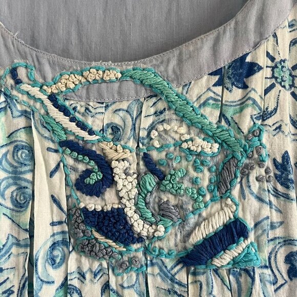 Antica Sartoria‎ Light Blue Embroidered Detail Floral Mini Dress Cover Up Small - Picture 4 of 9